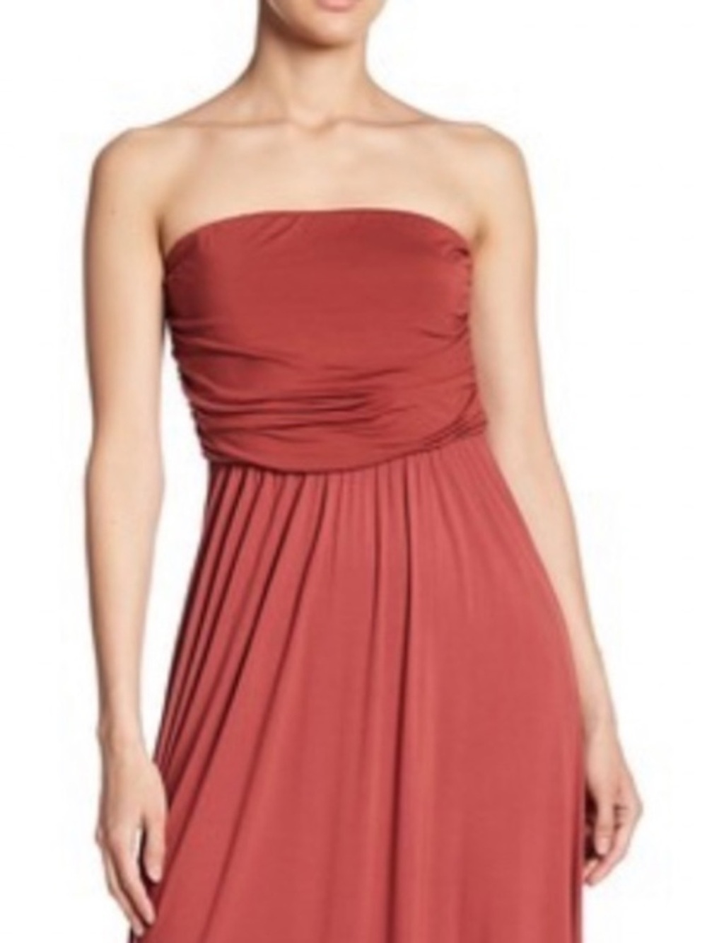 NWT West Kei Strapless Midi Dress Marsala Rayon Spandex Stretch Flowy